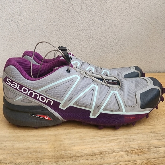 Salomon Womens Speedcross 4 Trail Running Shoes Sneakers Grey Purple Size 10 - Picture 1 of 15